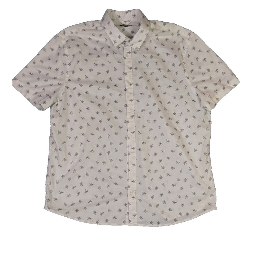 Express Men's XL Button-Up Shirt with Floral Print - Casual Short Sleeve